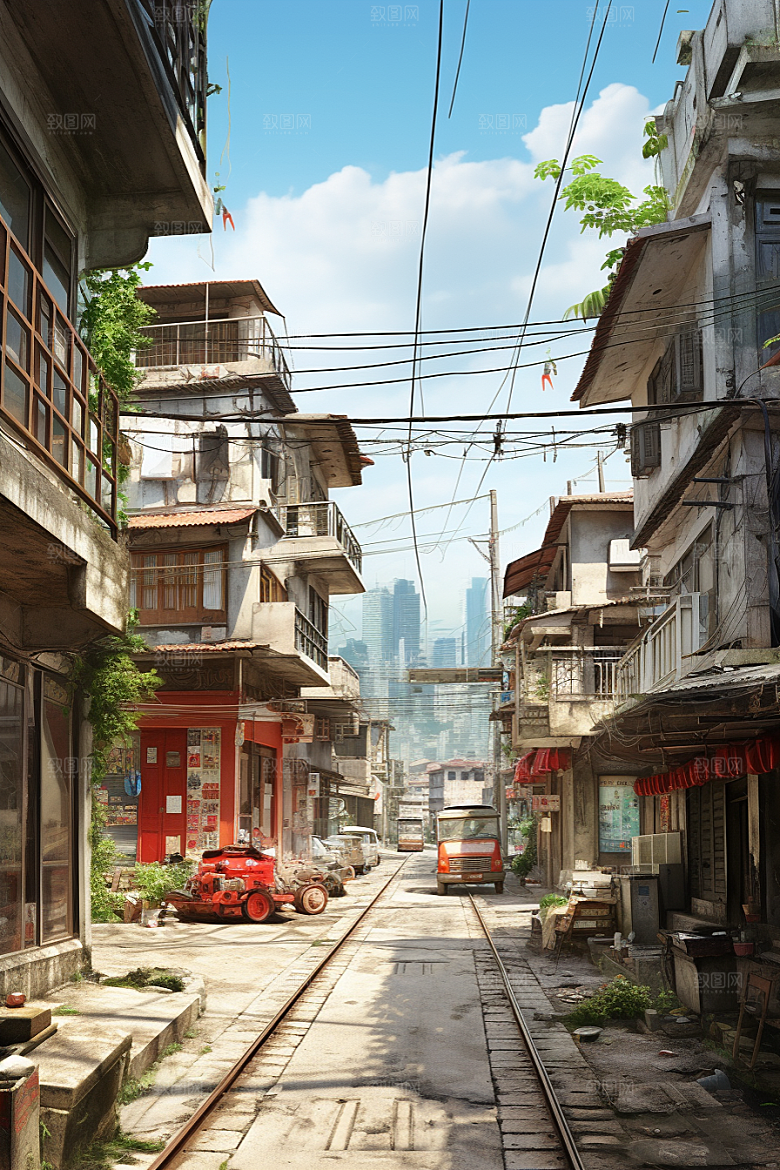 城市街景氛围建筑素材