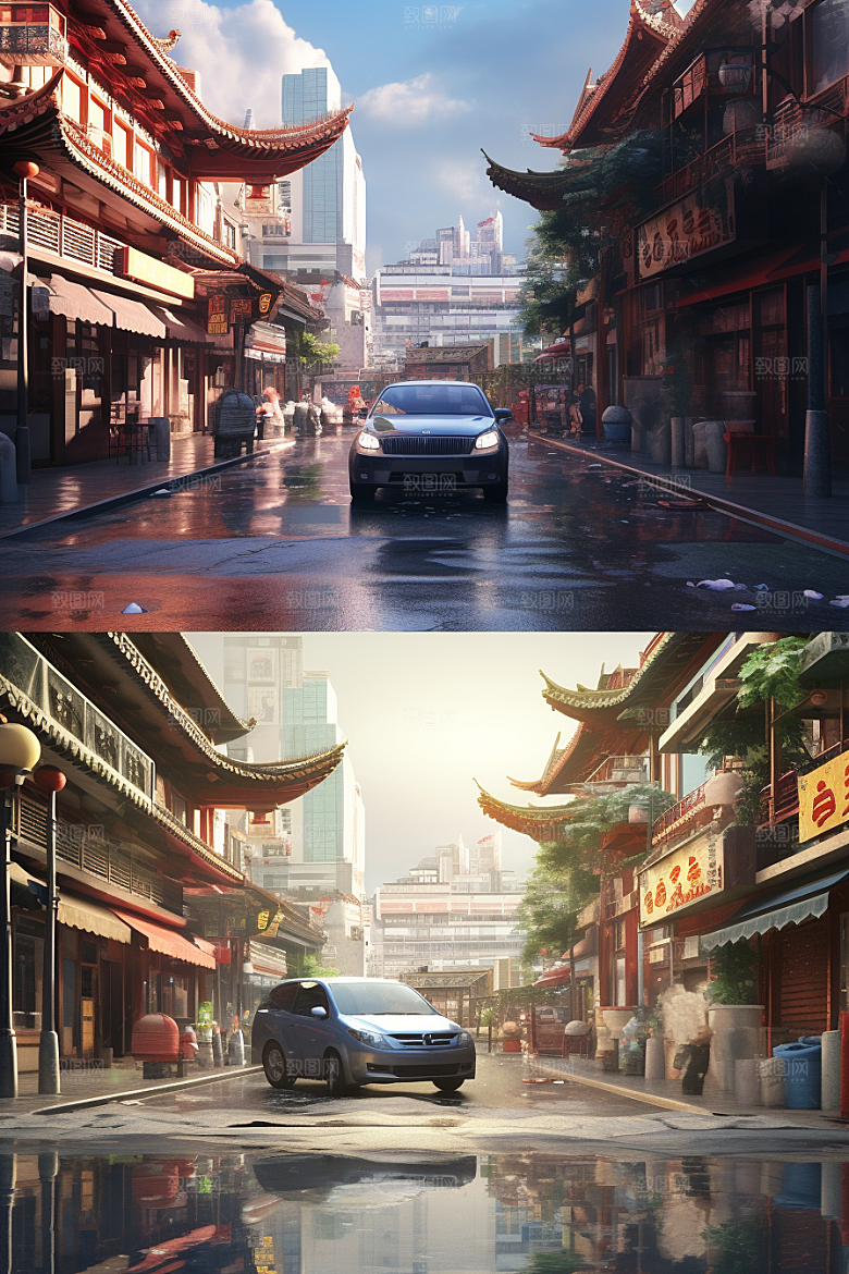 城市街景赛博朋克氛围素材