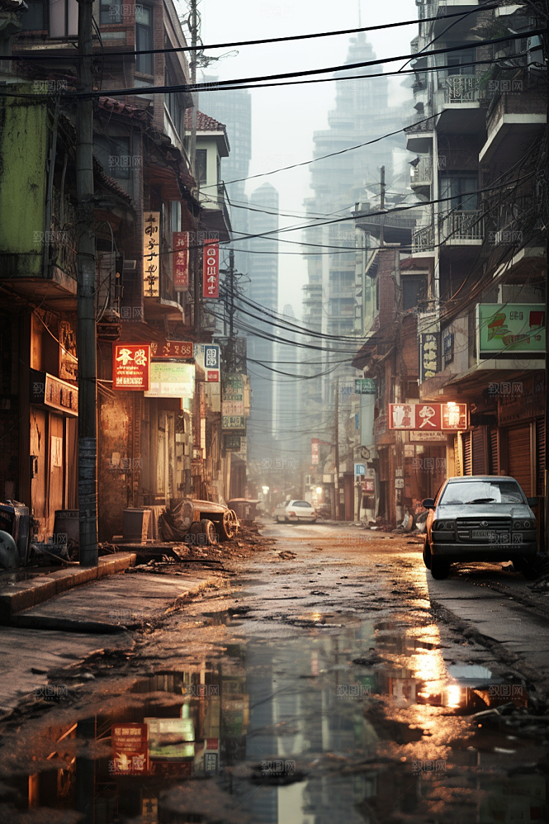 城市街景赛博朋克游戏原画素材