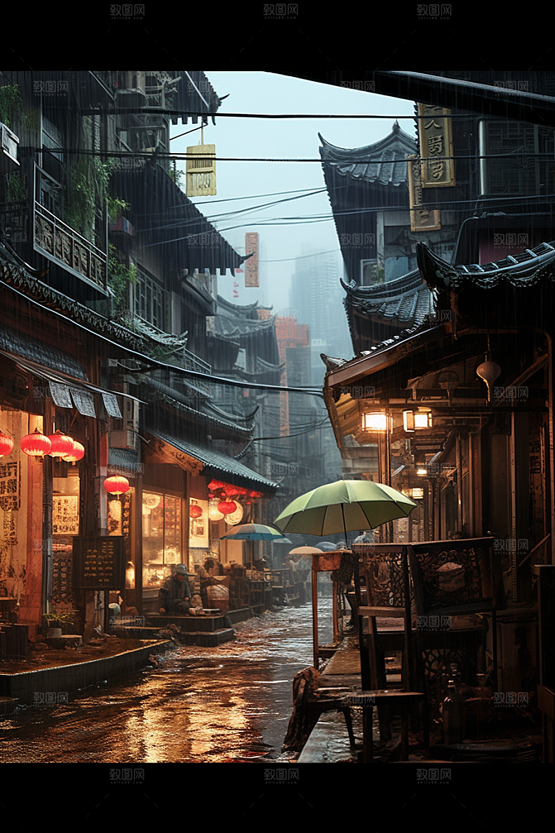 城市街景游戏原画街市素材