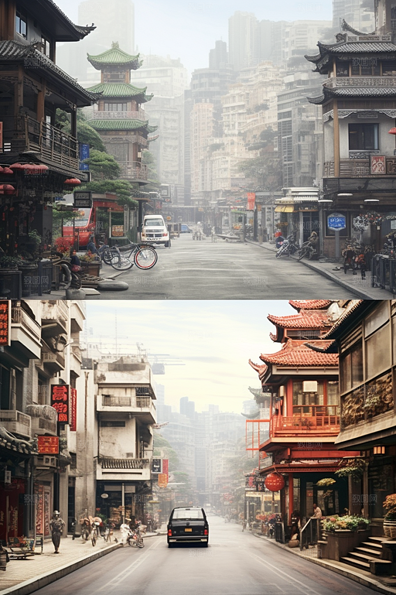 城市街景建筑氛围素材