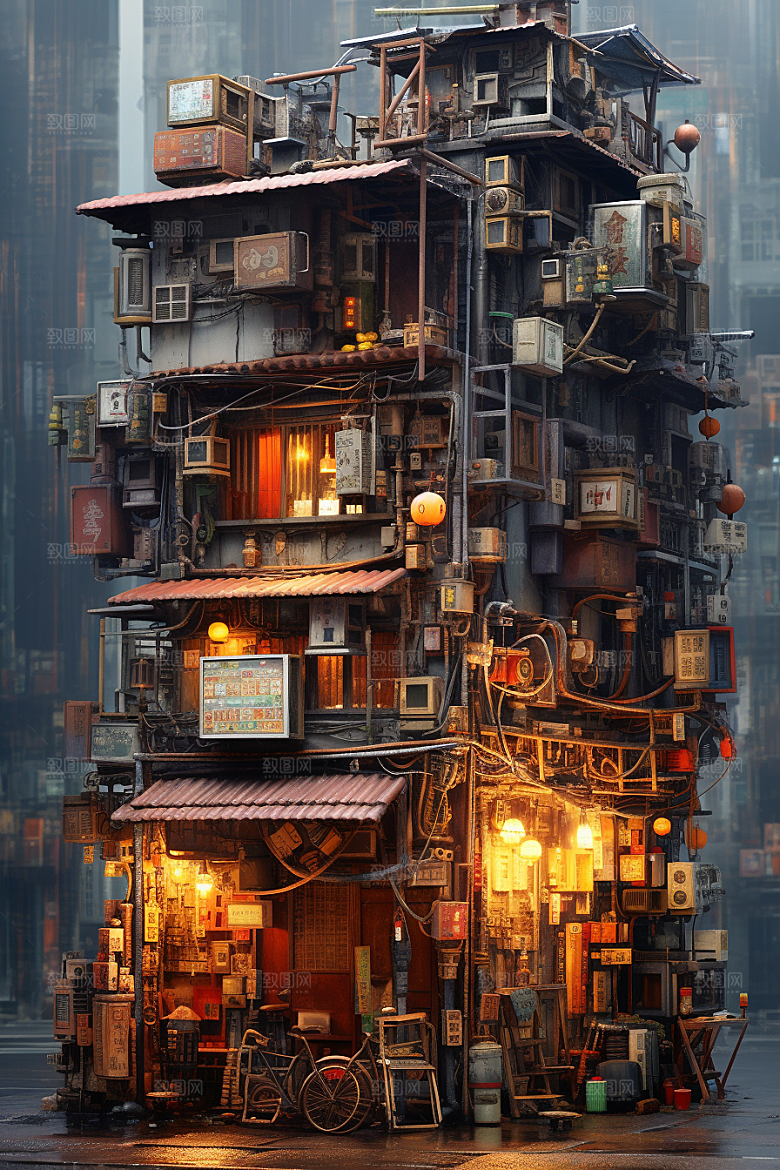 城市街景建筑赛博朋克素材