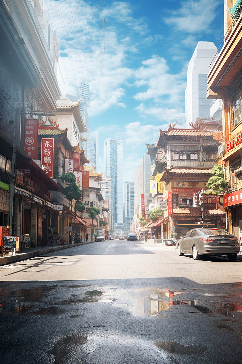 城市街景赛博朋克建筑素材