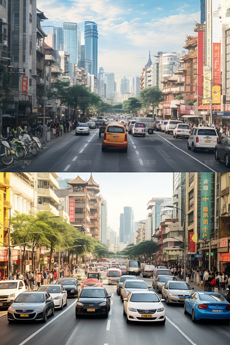 城市街景街道超现实素材