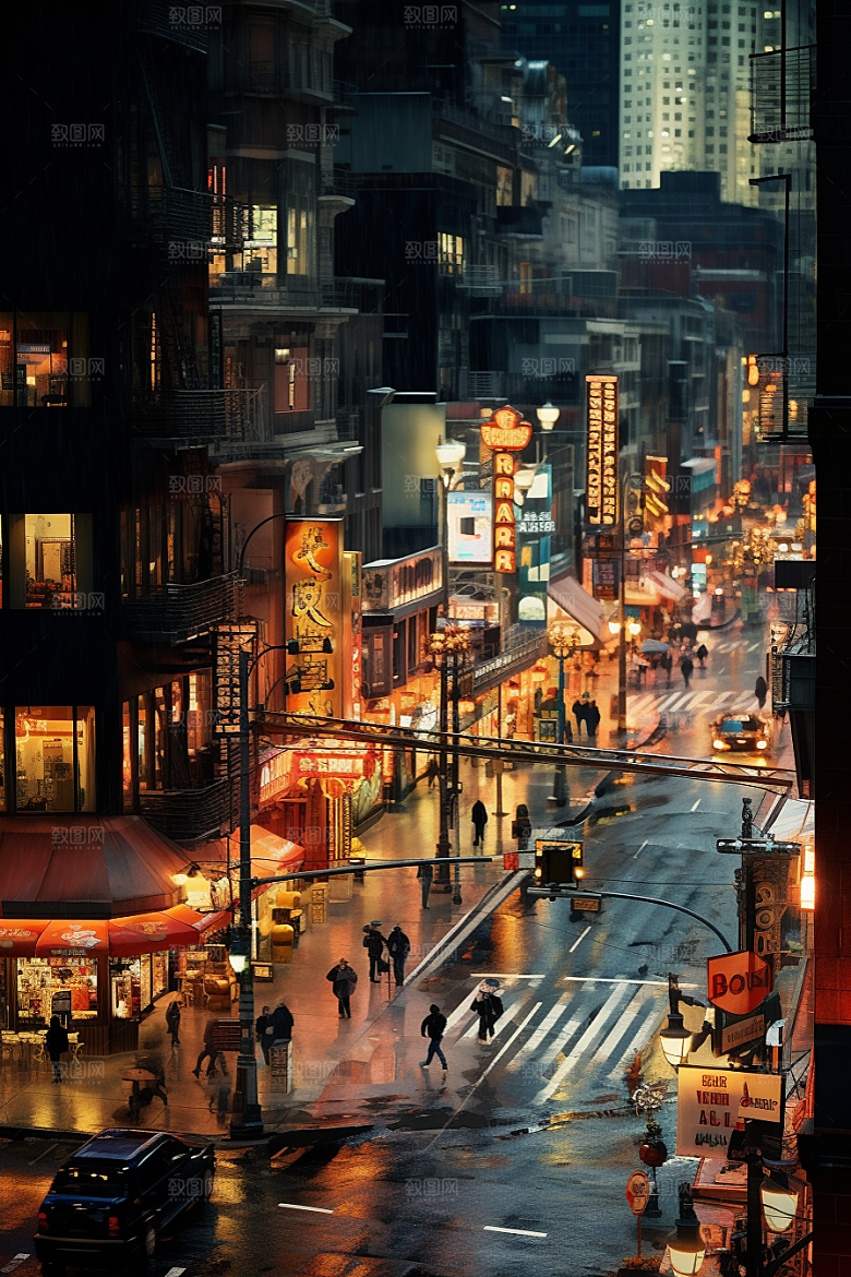 城市街景游戏原画超现实素材
