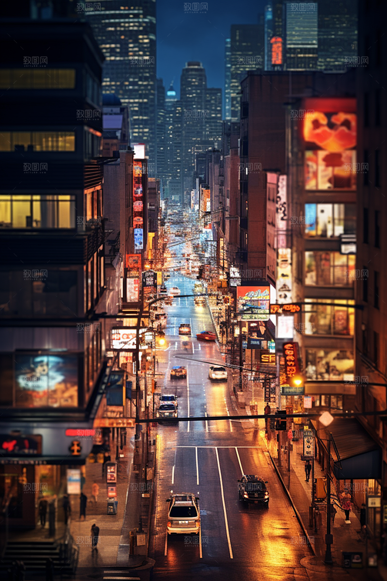 城市街景赛博朋克氛围素材