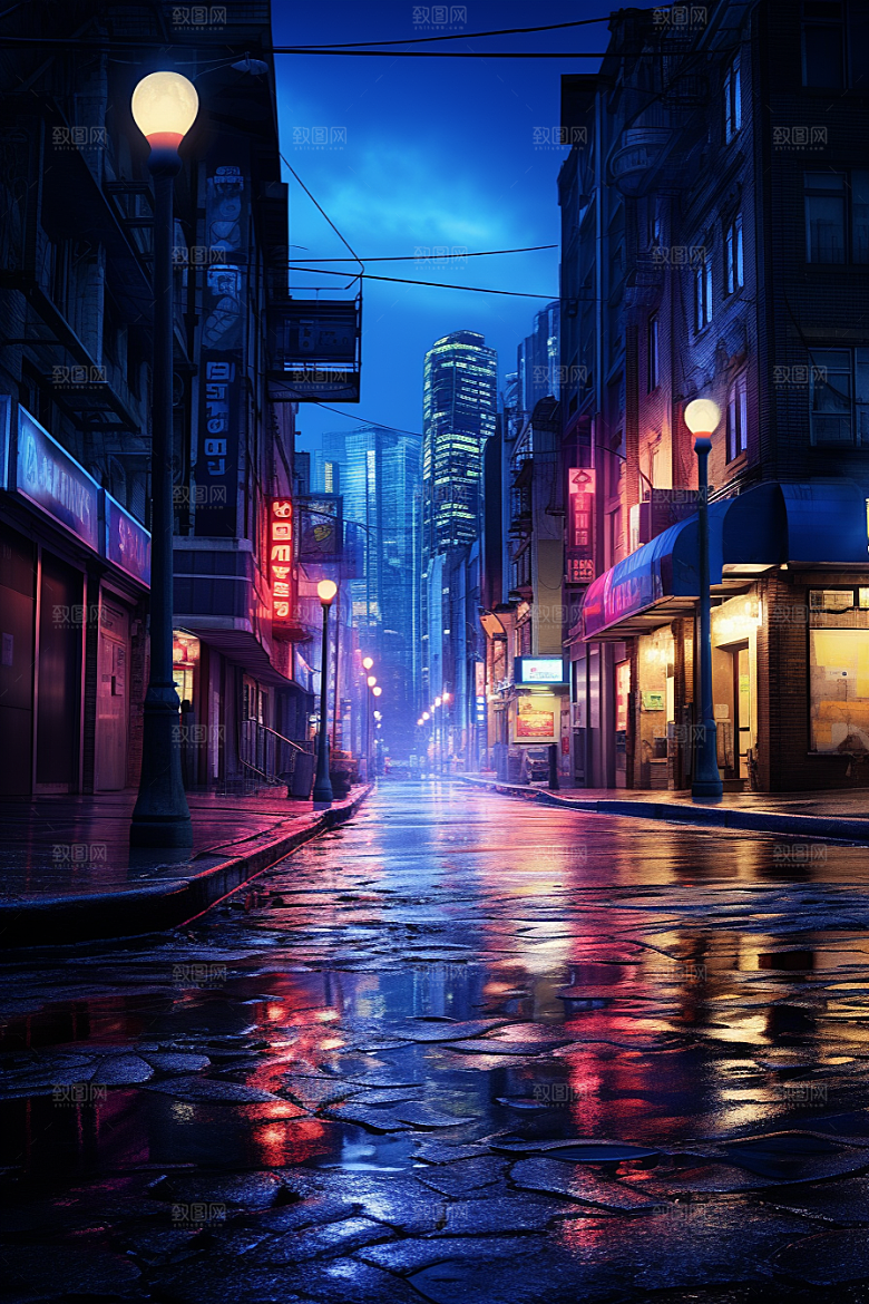 城市街景超现实氛围素材