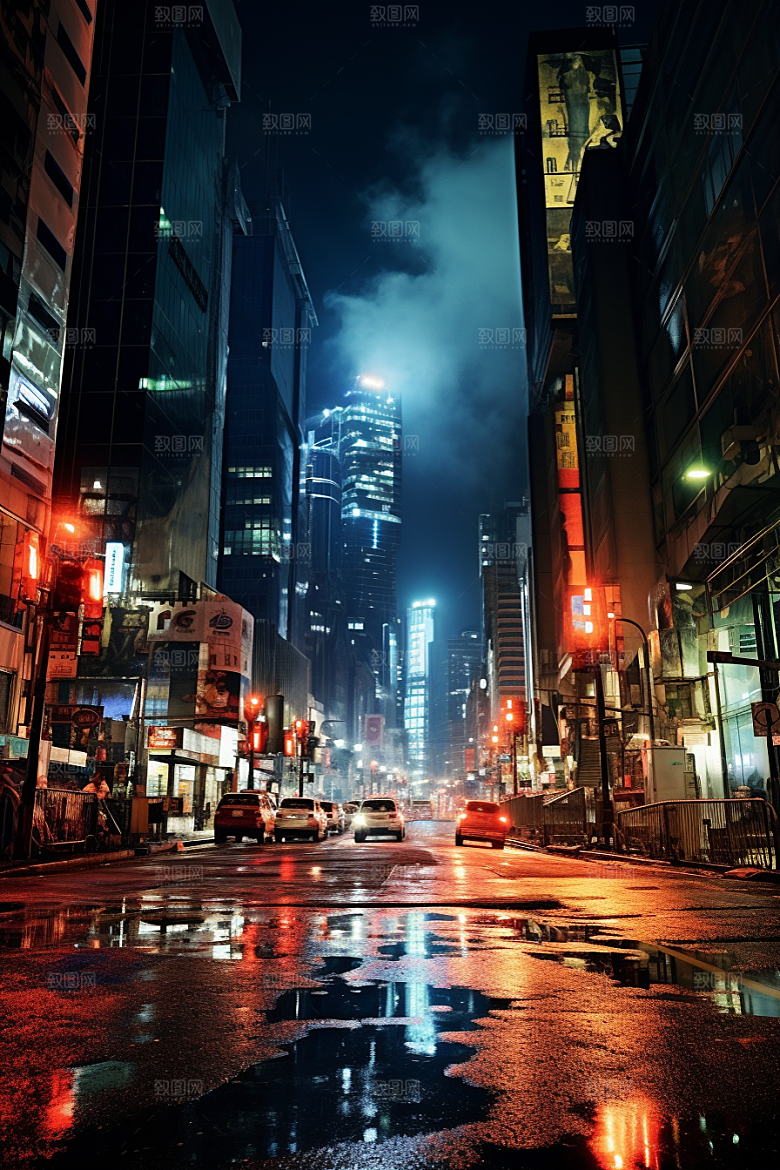 城市街景赛博朋克游戏原画素材