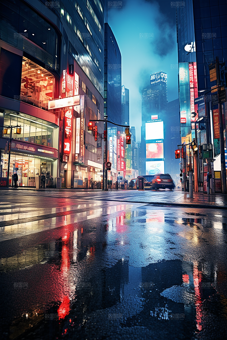 城市街景街道氛围素材