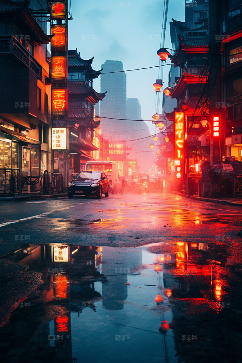 城市街景氛围街道素材