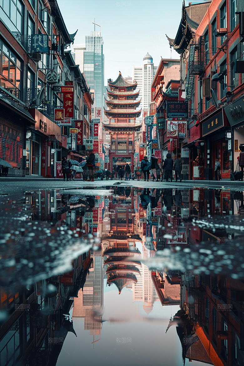 城市街景氛围街市素材