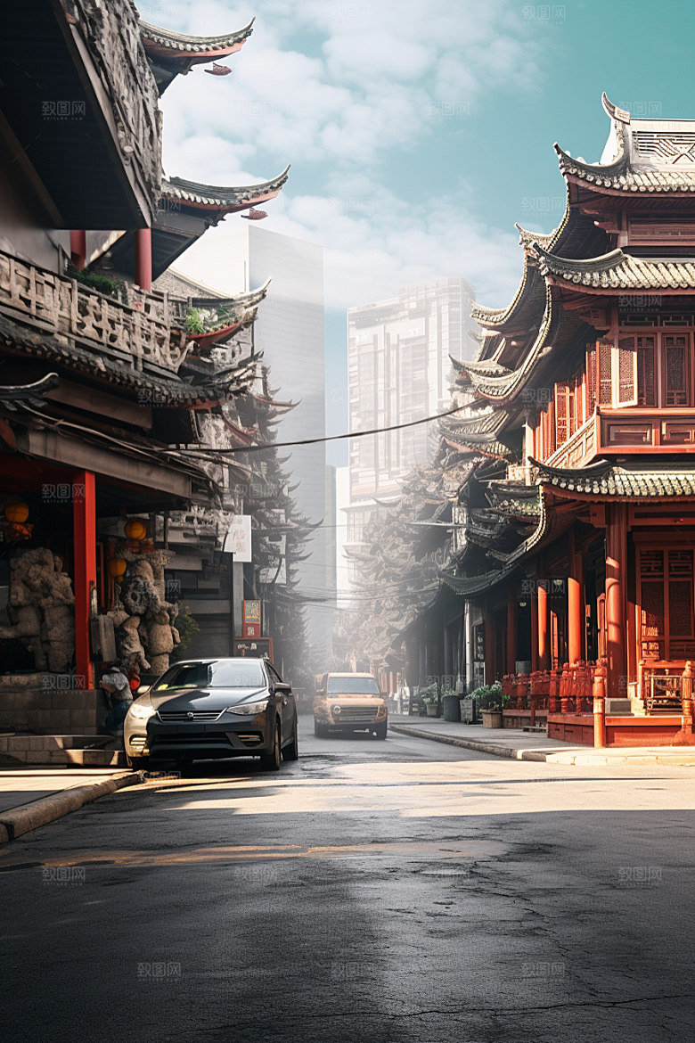 城市街景氛围超现实素材