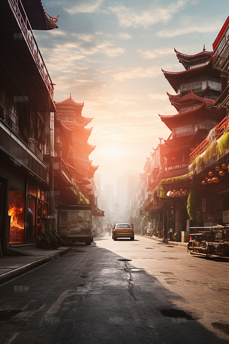城市街景氛围超现实素材