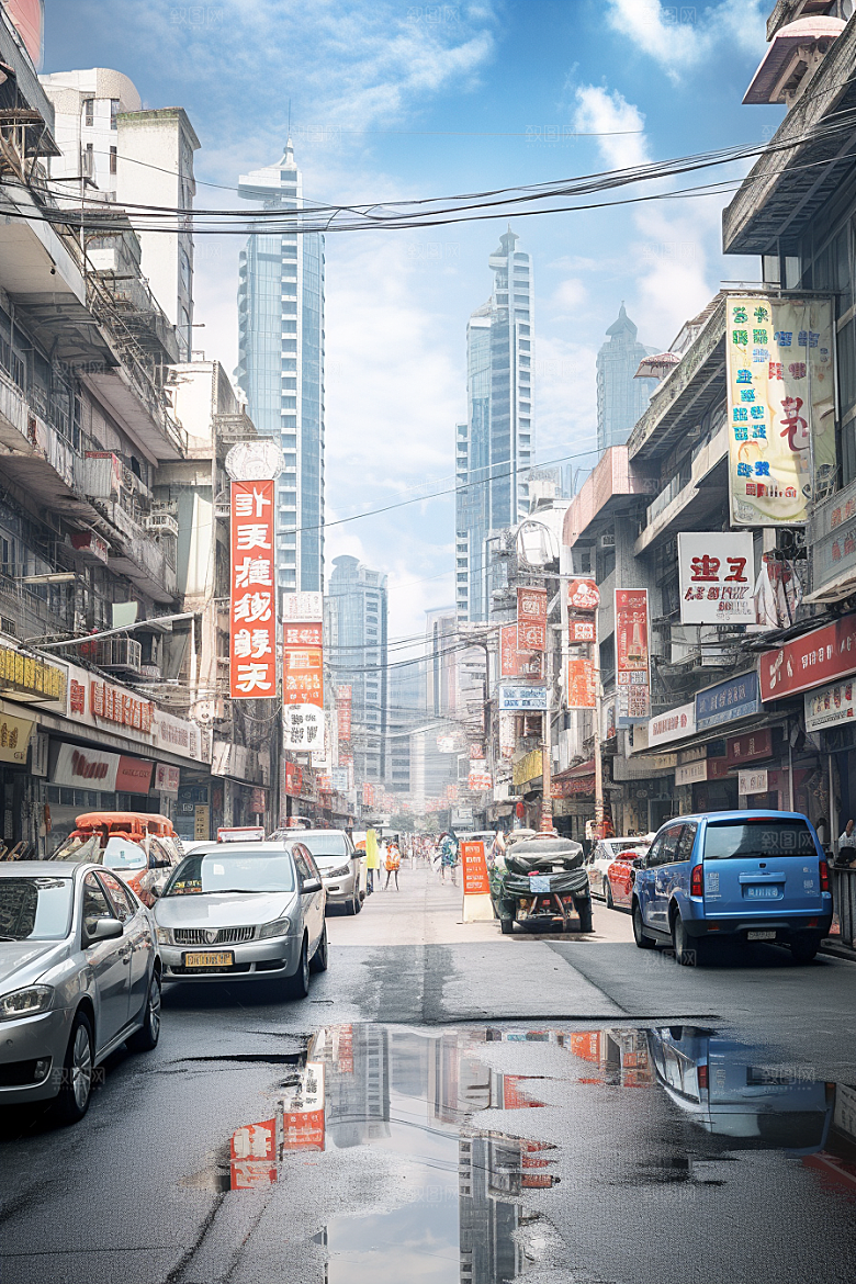 城市街景超现实氛围素材