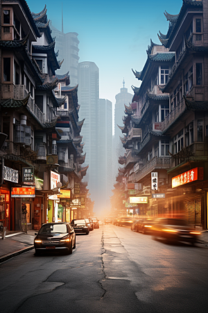 城市街景赛博朋克建筑素材