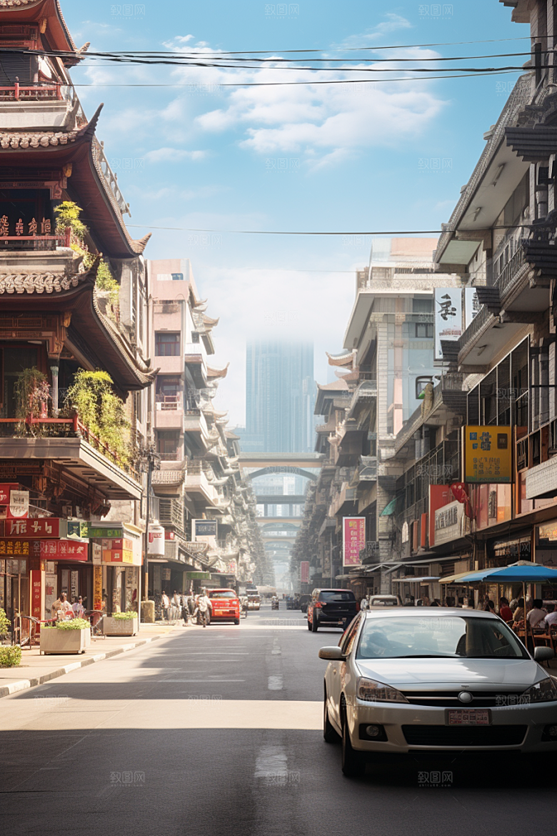 城市街景超现实街道素材