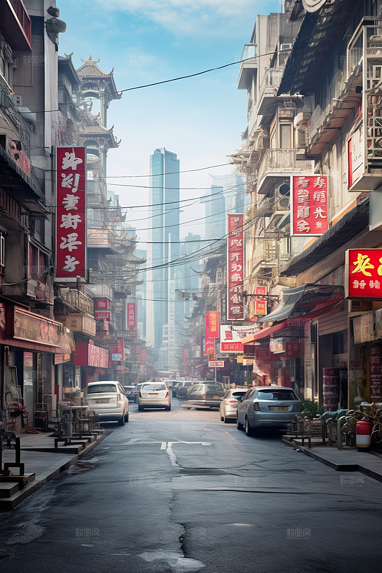 城市街景氛围超现实素材