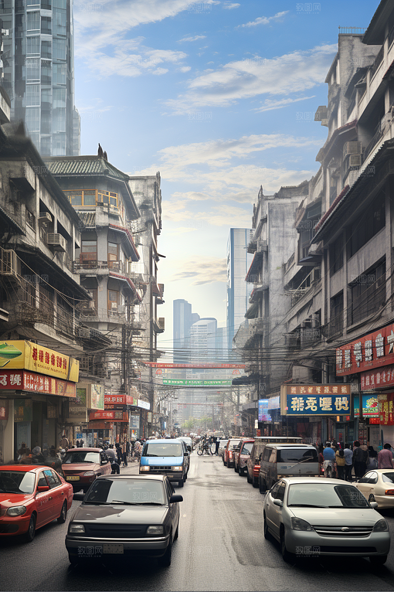 城市街景赛博朋克街市素材