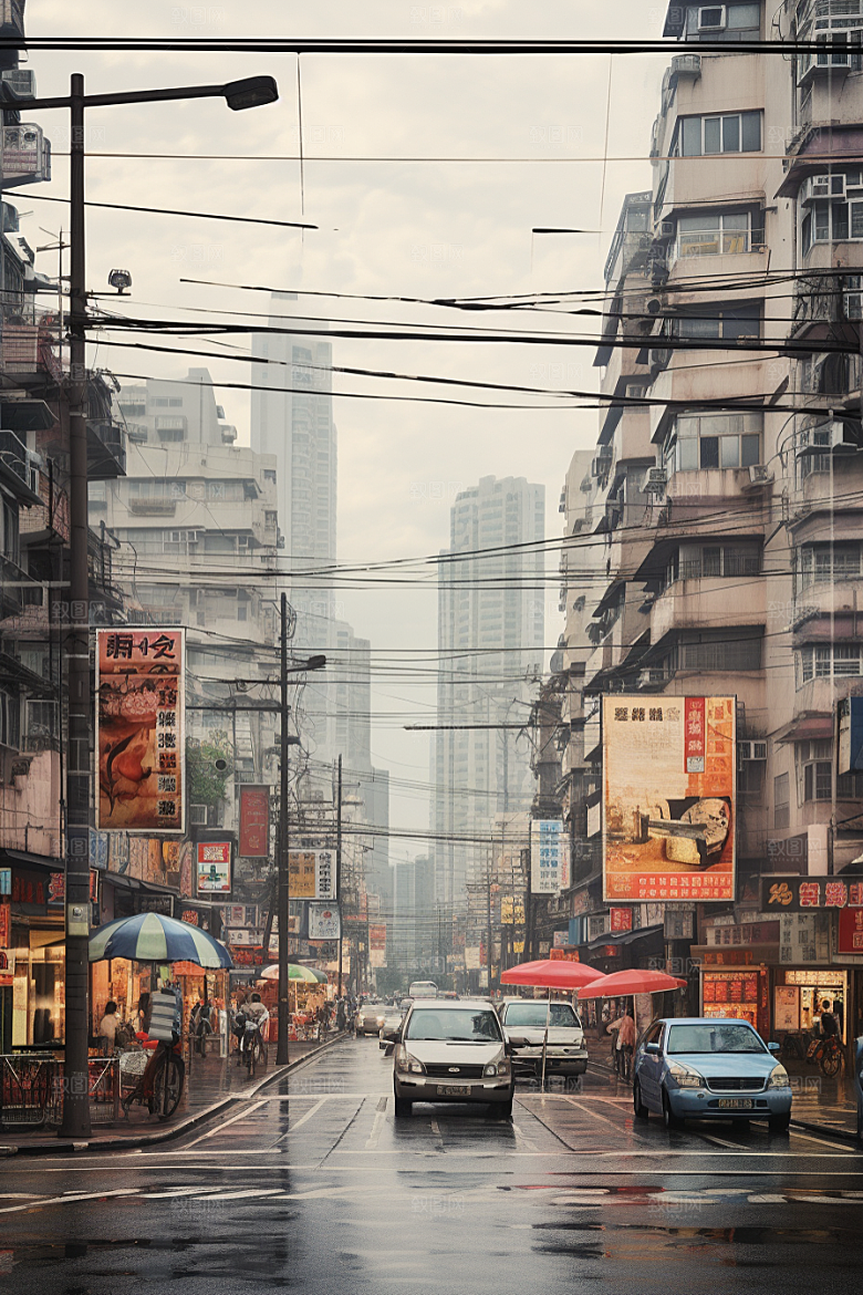 城市街景超现实游戏原画素材