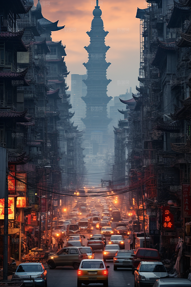 城市街景超现实游戏原画素材