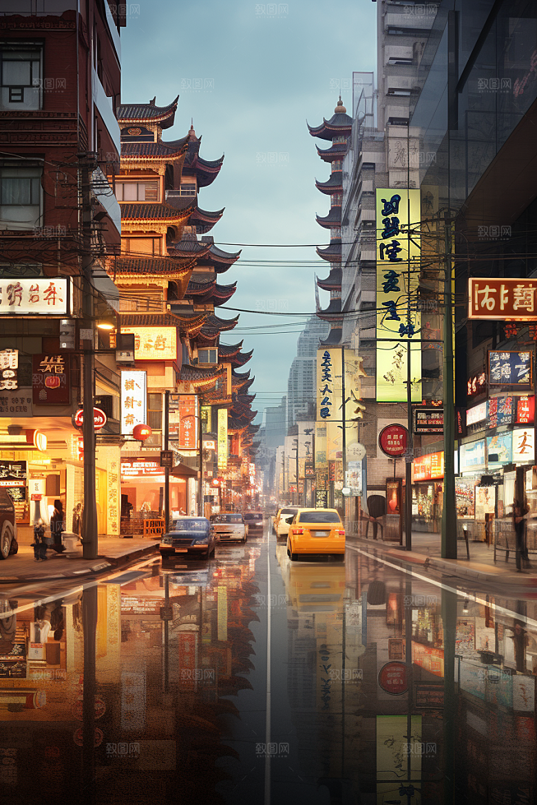 城市街景超现实街道素材