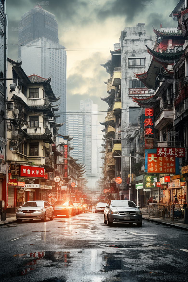 城市街景游戏原画赛博朋克素材