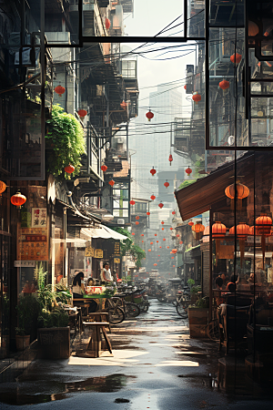城市街景赛博朋克都市素材