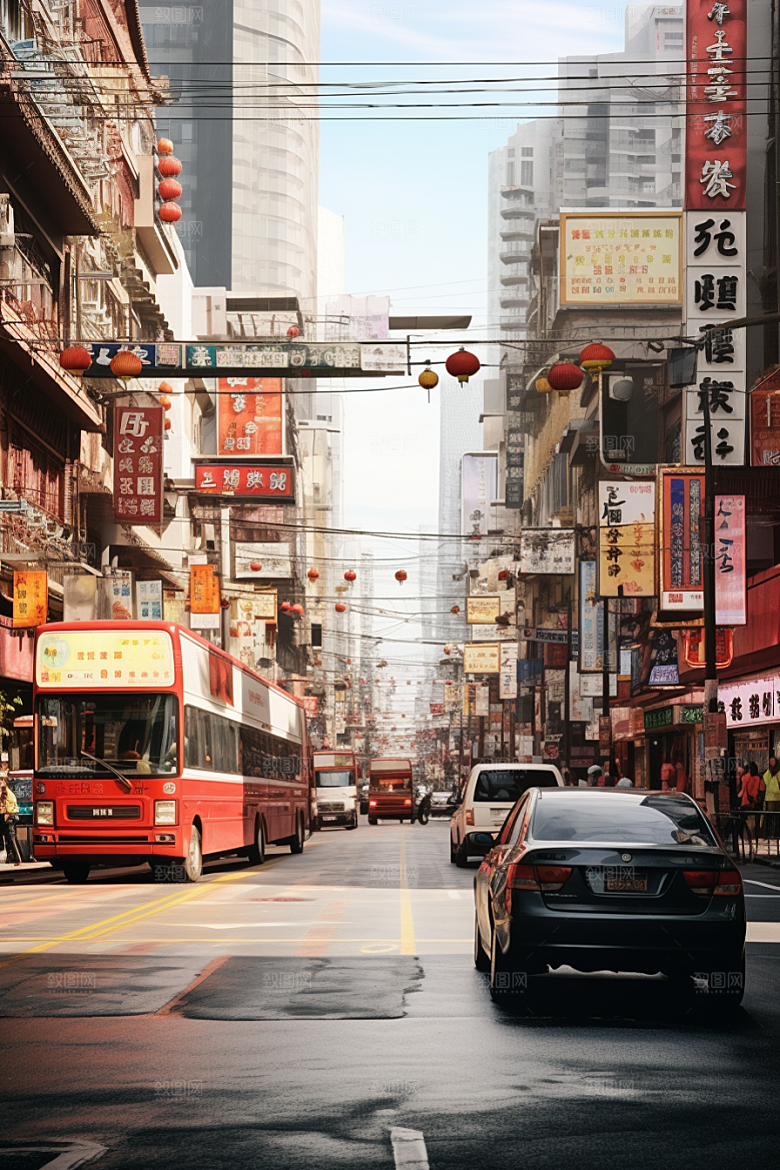 城市街景氛围街市素材