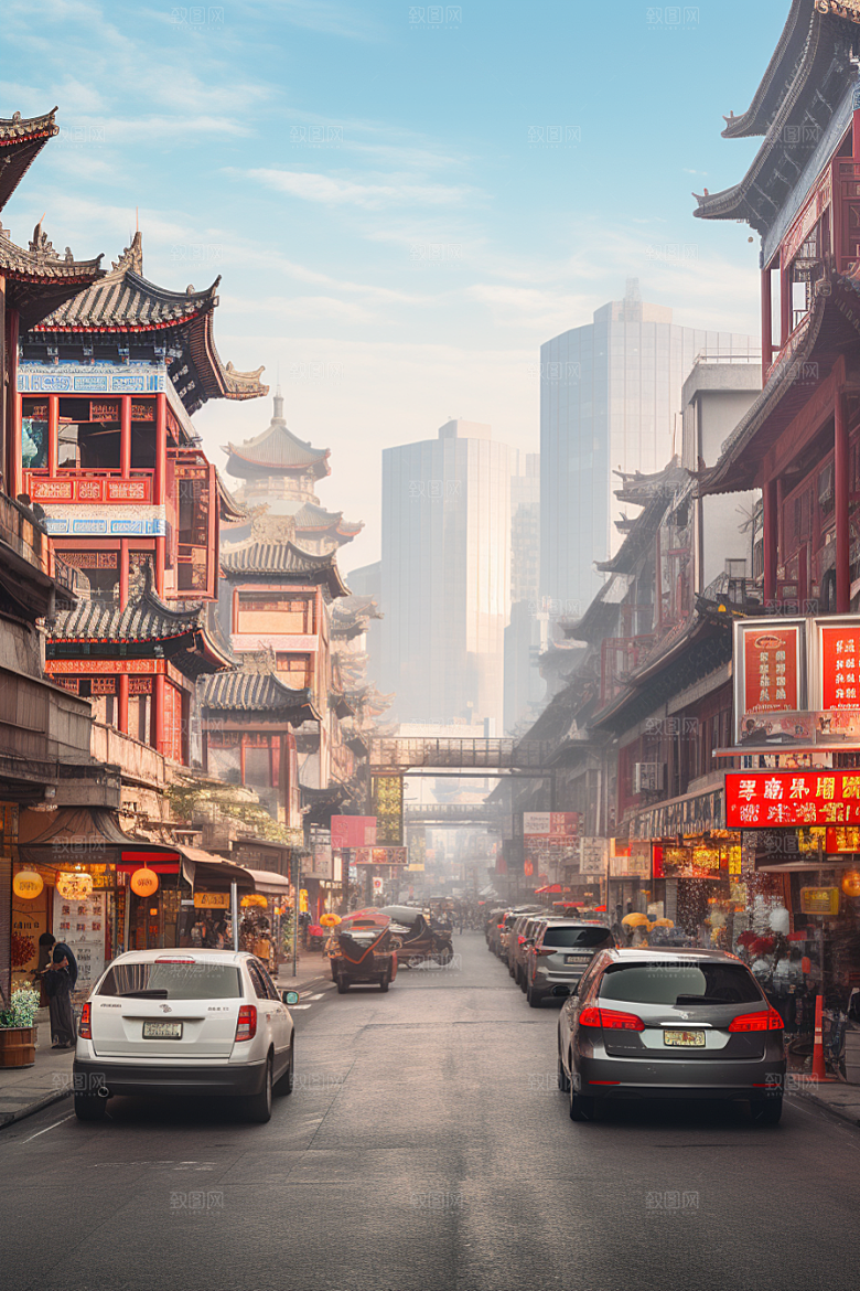城市街景氛围超现实素材