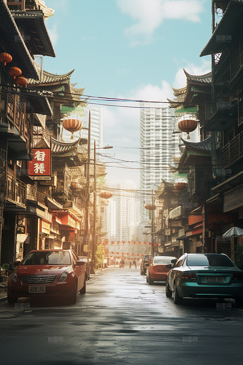 城市街景氛围超现实素材