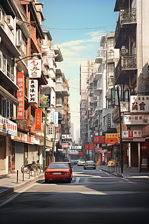 城市街景赛博朋克氛围素材