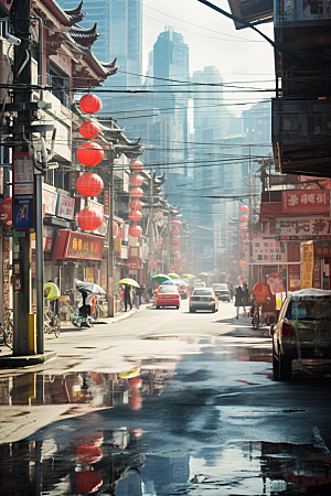 城市街景游戏原画街道素材