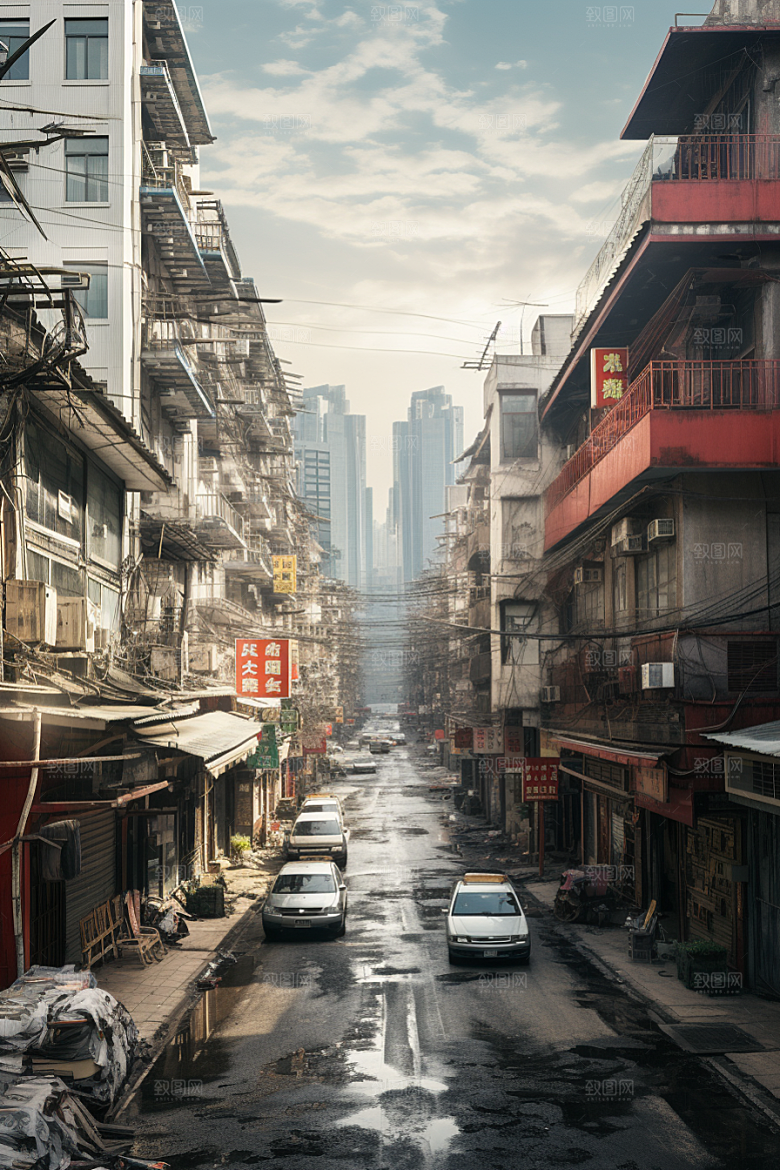 城市街景赛博朋克游戏原画素材