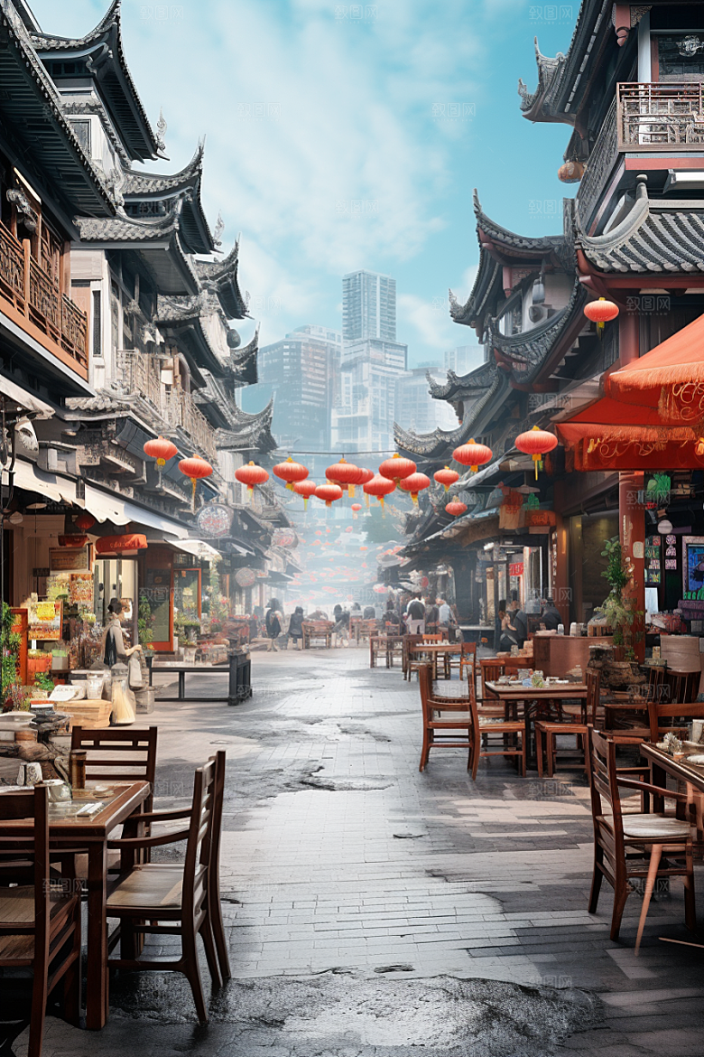 城市街景街道氛围素材