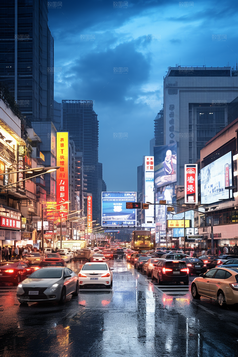 城市街景赛博朋克建筑素材