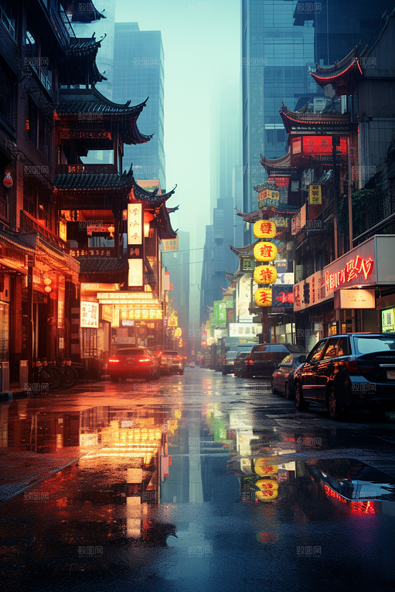 城市街景游戏原画街道素材