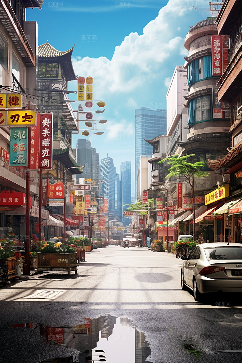 城市街景游戏原画街市素材