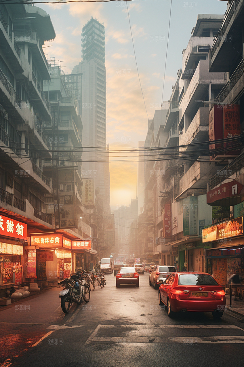 城市街景赛博朋克建筑素材