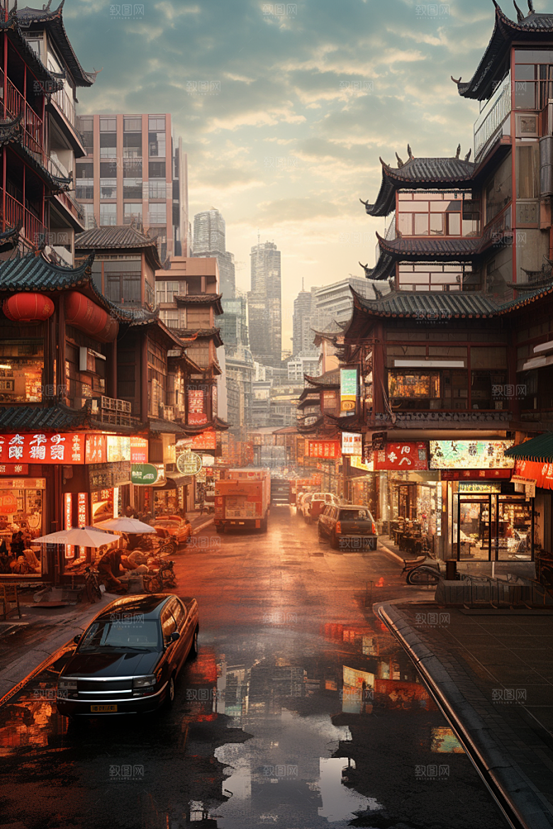 城市街景街道游戏原画素材