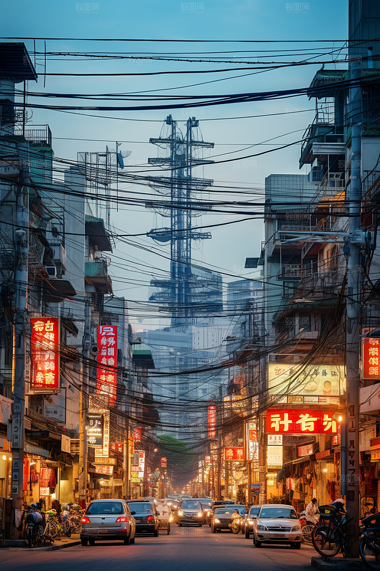城市街景氛围建筑素材