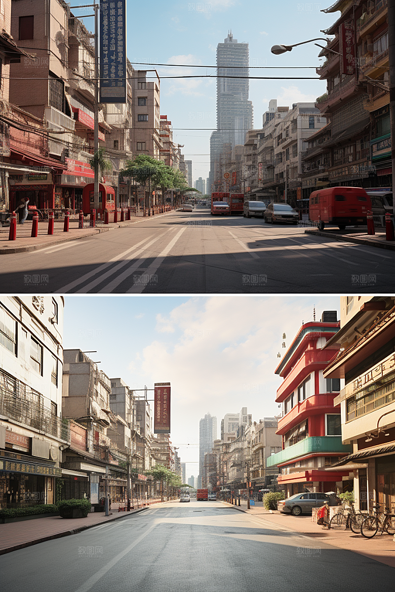 城市街景建筑氛围素材