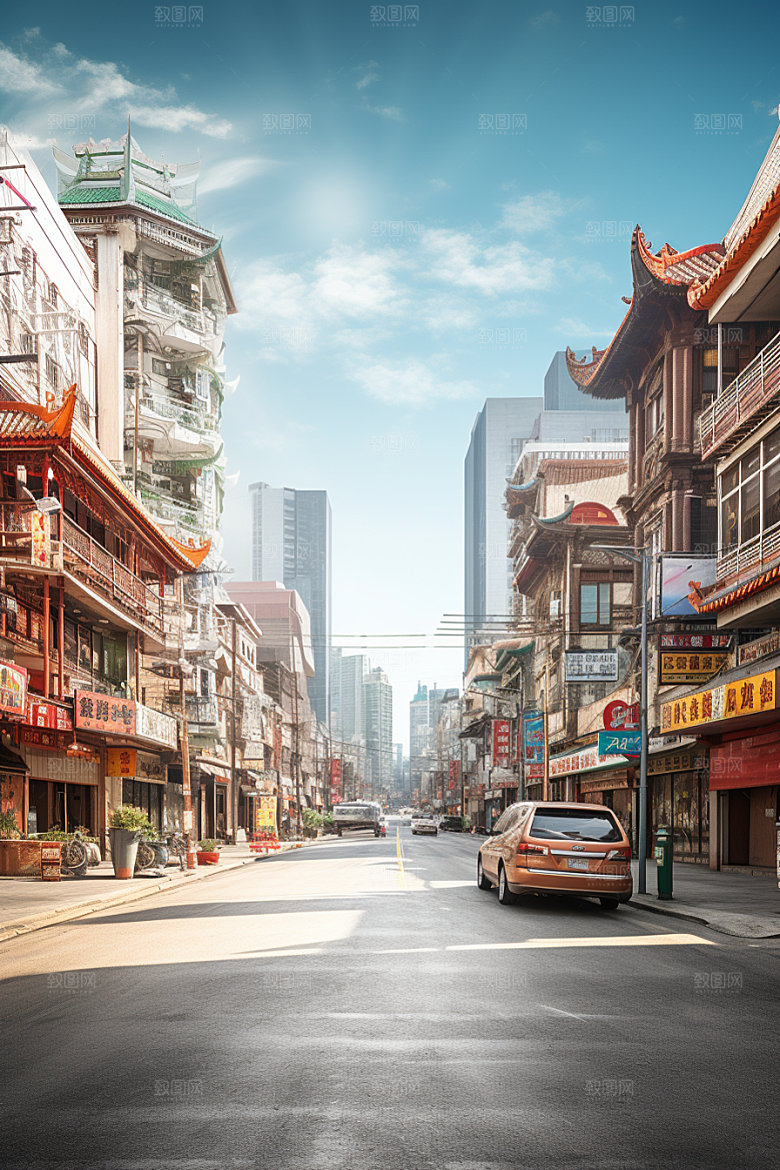 城市街景赛博朋克街道素材