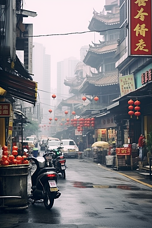 城市街景赛博朋克氛围素材