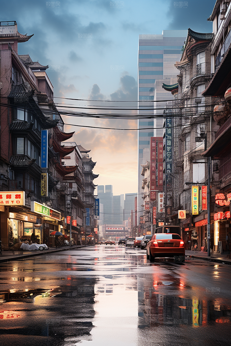 城市街景游戏原画街市素材