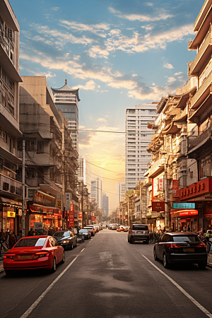 城市街景街市氛围素材