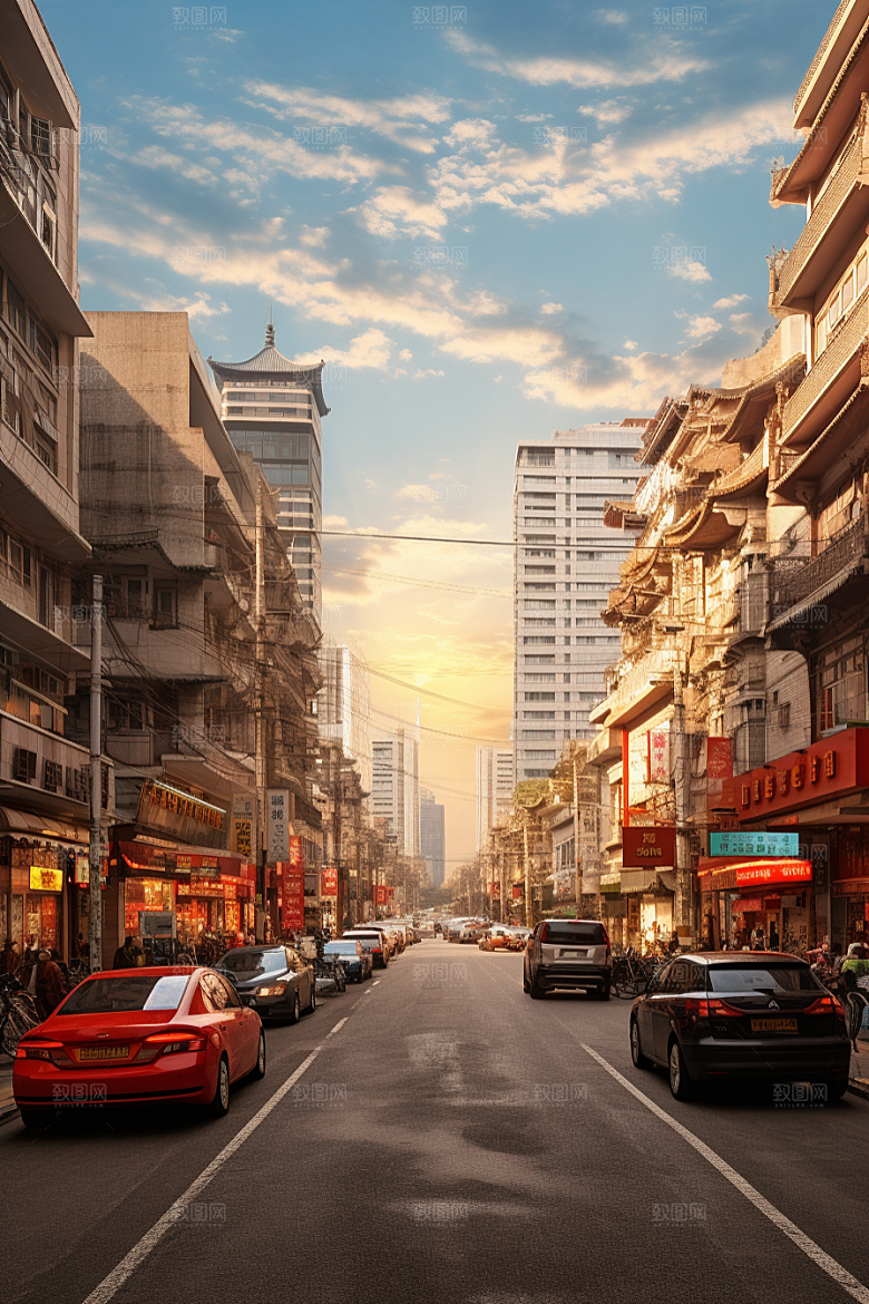 城市街景街市氛围素材