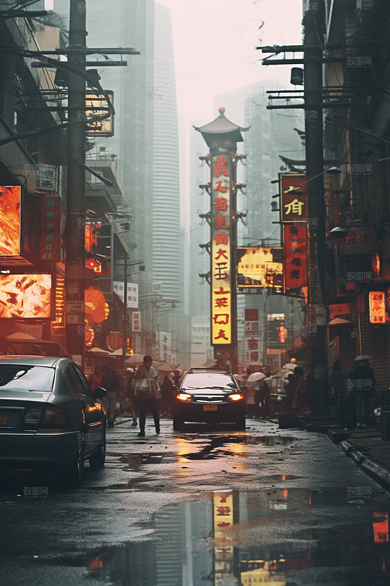 城市街景都市赛博朋克素材