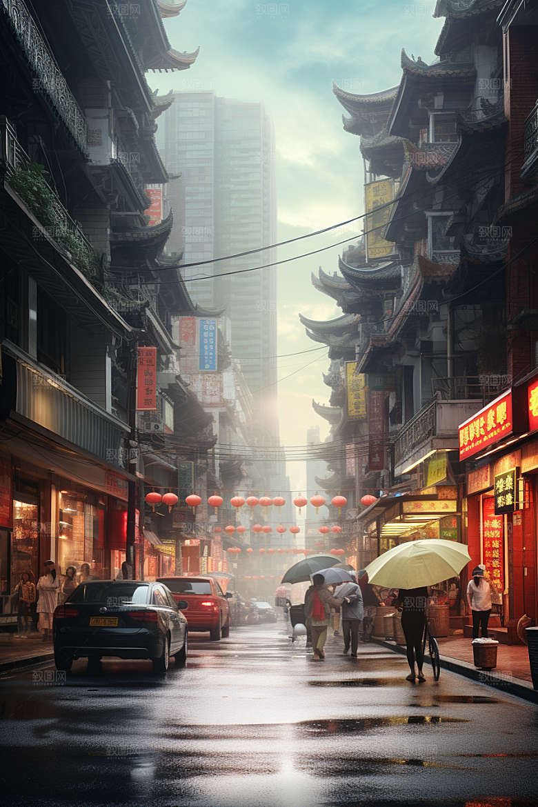 城市街景超现实街道素材
