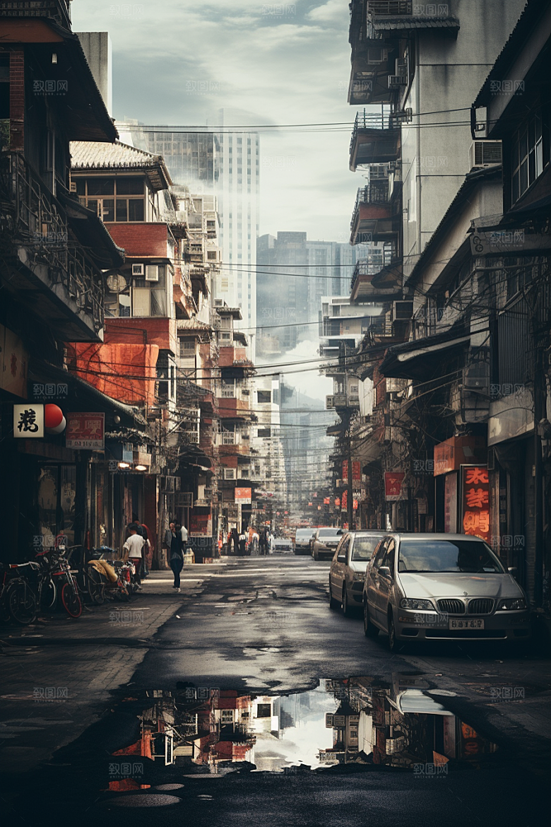 城市街景街道氛围素材