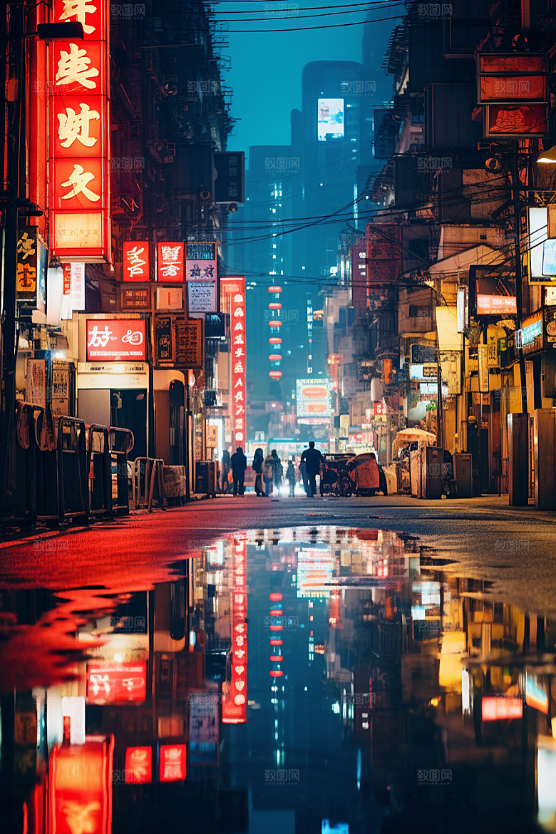 城市街景街道赛博朋克素材